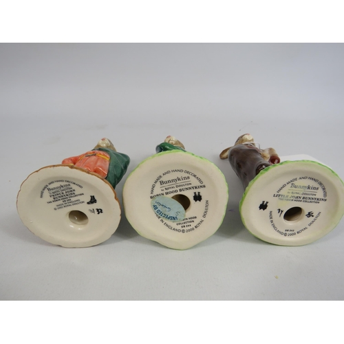 17 - Royal Doulton Bunnykins The Robin Hood collection 8 figurines and base. No boxes for figurines but t... 