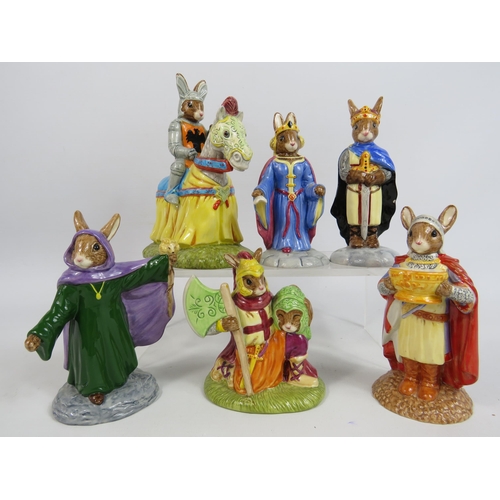 18 - Royal Doulton Bunnykins Arthurian Collection 6 Figurines. All with boxes.