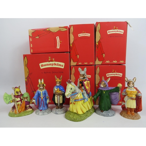 18 - Royal Doulton Bunnykins Arthurian Collection 6 Figurines. All with boxes.