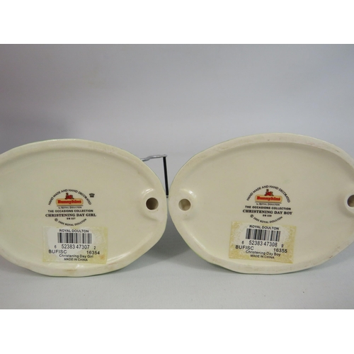 19 - Royal Doulton Bunnykins The Occassions collection Christening day figurines Boy and Girl. 1 with box... 