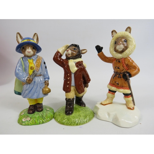 22 - 3 Royal Doulton Bunnykins figurines Girl Guide signed by Micheal Doulton, limited Ed Airman and Eski... 