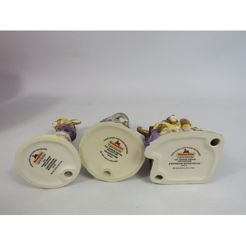 4 - 3 Royal Doulton Bunnykins The Roman empire collection figurines all with boxes.