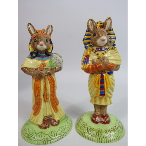 5 - 2 Royal Doulton Bunnykins International collectors club figurines Tutankhamun and Ankhesenamun. With... 