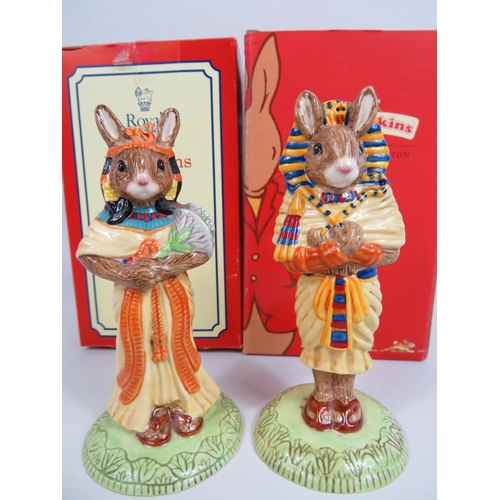 5 - 2 Royal Doulton Bunnykins International collectors club figurines Tutankhamun and Ankhesenamun. With... 