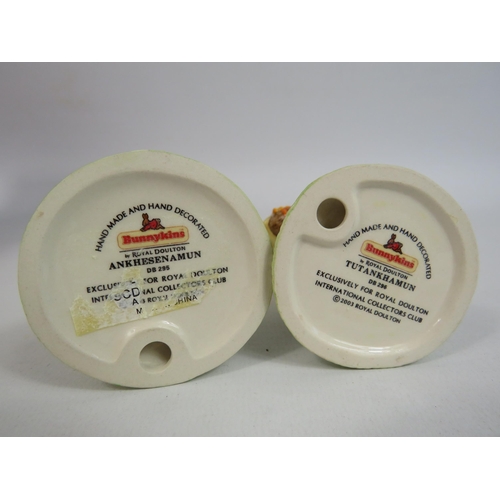 5 - 2 Royal Doulton Bunnykins International collectors club figurines Tutankhamun and Ankhesenamun. With... 