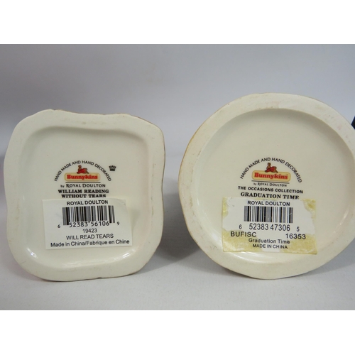 50 - 3 Royal Doulton Bunnykins figurines, Graduation Time, Balloon man and William reading without tears.... 