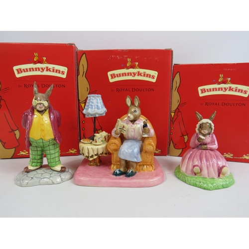 51 - 3 Royal Doulton Bunnykins figurines Limted ed Mrs Collector 1402 of 2500, Father and Polly all come ... 