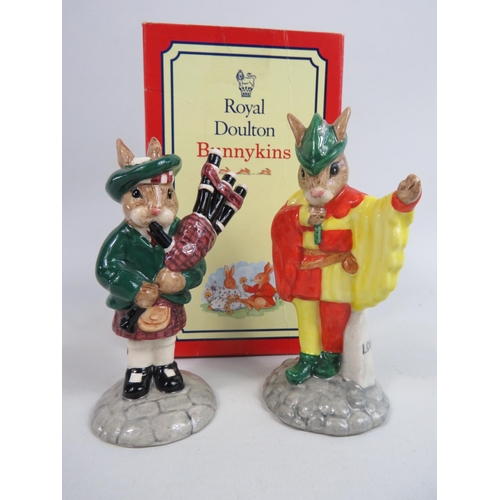 54 - 2 Royal Doulton Bunnykins Limted edition figurines Piper 2235 of 3000 and Minstral 458 of 2500. One ... 