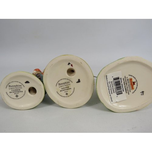 57 - 3 Royal Doulton Bunnykins Golfing figurines .