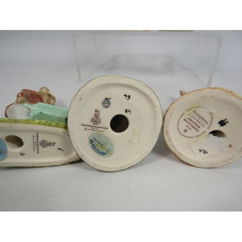 60 - 5 Royal Doulton Bunnykins figurines, Father, 2 x Fisherman, Gardner and Shopper.