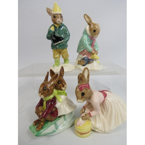 70 - 4 Royal Doulton Bunnykins figurines  Boy and Girl Skater, Ballerina etc.