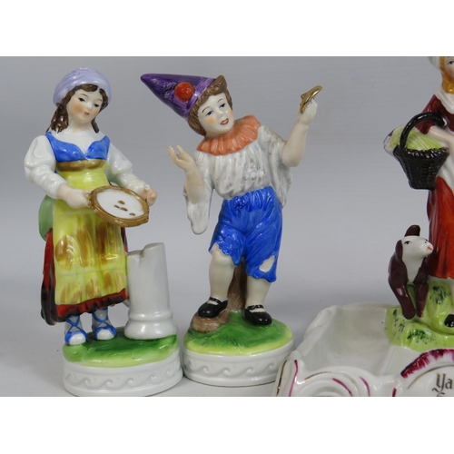 249 - Yardley ceramic soap dish and 4 Alfretto figurines.
