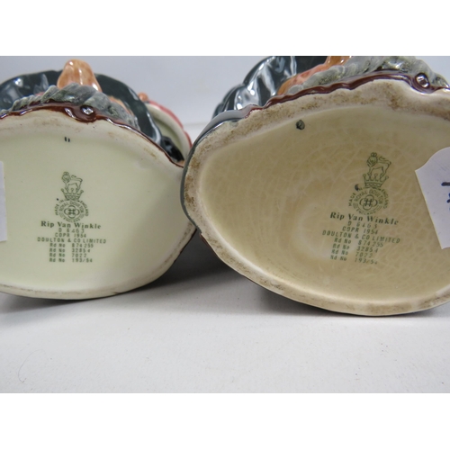 250 - 3 early version Royal Doulton Rip van winkle small toby jugs and on Falstaff jug.