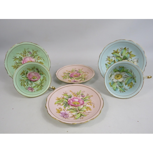 251 - 2 Foley china E Brain cabinet cups and saucers plus 2 spare saucers.