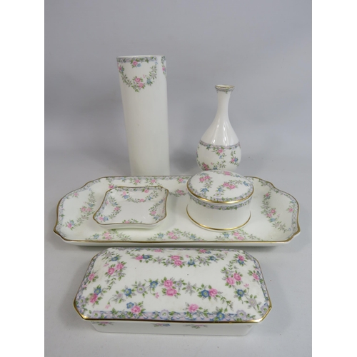 256 - 6 Pieces of Coalport china in the Trellis rose pattern.