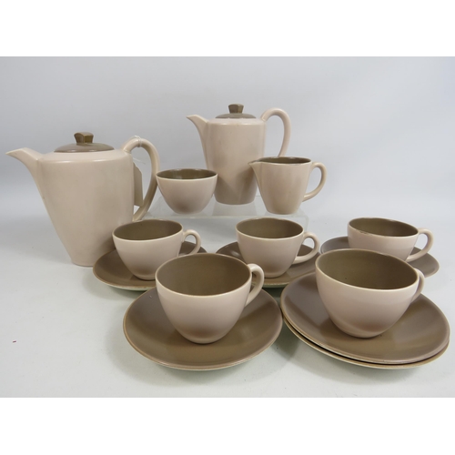 262 - Poole pottery twintone coffee set. 15 pieces in total.