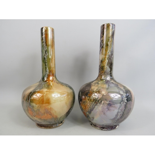 269 - 2 Arabia ware lustre vases made in Finland 1930s 27cm tall.