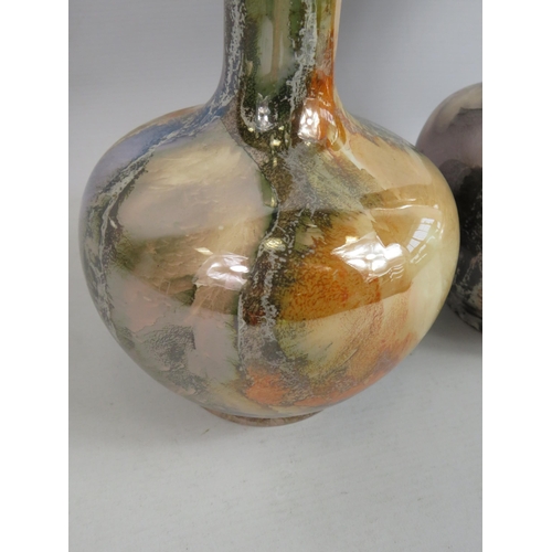 269 - 2 Arabia ware lustre vases made in Finland 1930s 27cm tall.