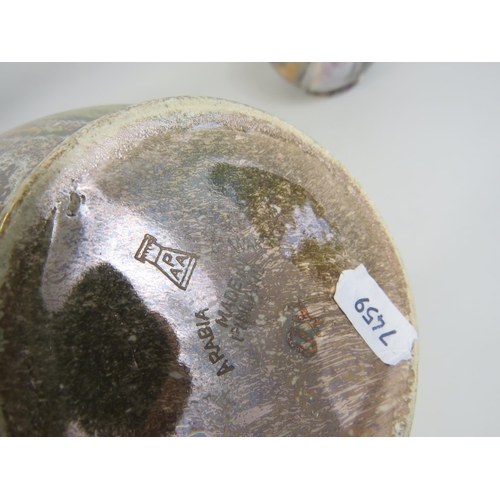 269 - 2 Arabia ware lustre vases made in Finland 1930s 27cm tall.