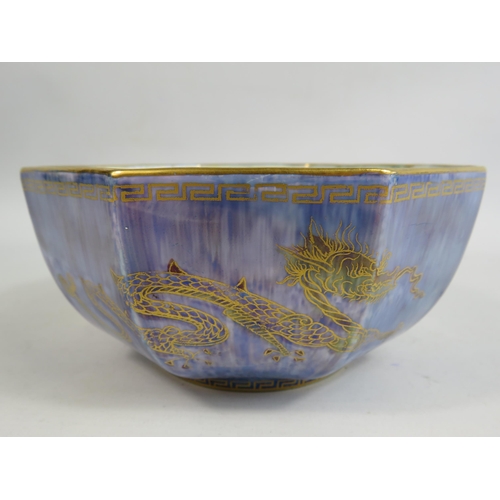 27 - Wedgwood Dragon lustre fairyland Hexagonal bowl diameter 16cm and 8cm deep. Designed by Daisy Makeig... 