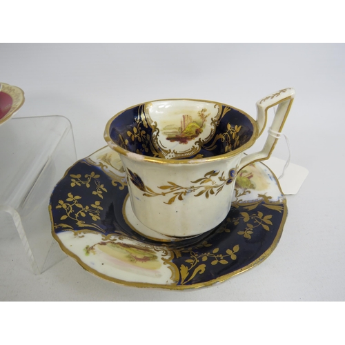 274 - 2 Early Royal Worcester cups and saucers plus 2 others.