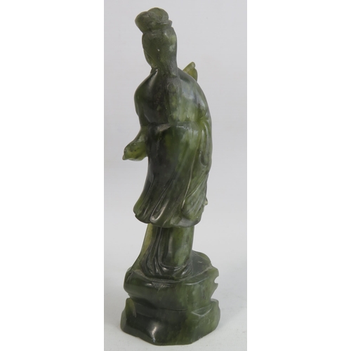 28 - Vintage Chinese carved Jade figurine of a flute player approx 21cm tall.