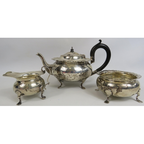 277 - Charles Boyton and son Sterling silver teaset, London 1919 total weight 1117 grams.