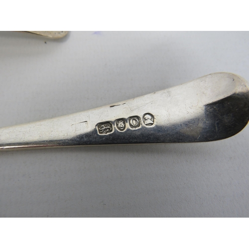 281 - Pair of Georgian sterling silver large spoons George Hougham London 1789, 113.6g