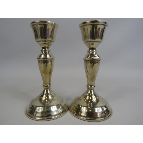 287 - Pair of sterling silver weighted candlesticks 5 1/4