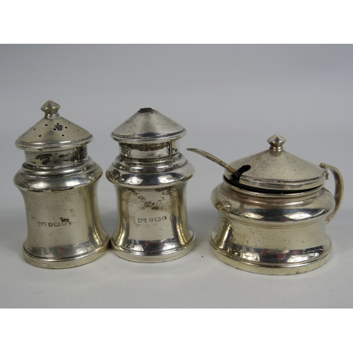 291 - Sterling silver cruet set Birmingham 1947 Bishtons Limited, 97.1 grams