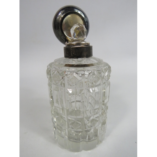 296 - Birmingham sterling silver 1913 silver topped glass scent bottle.