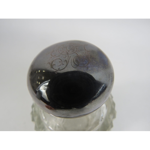 296 - Birmingham sterling silver 1913 silver topped glass scent bottle.