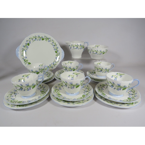 266 - Shelley Harebell teaset 21 pieces. 1 cup does have a hairline.