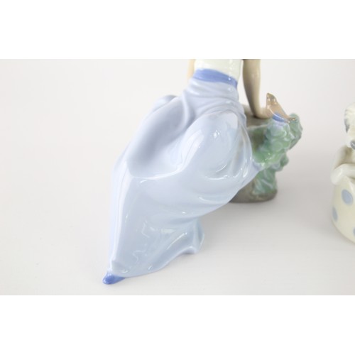 257 - 2 x Assorted NAO Ornaments Inc Girl & Bird, Puppies in a Basket    629146