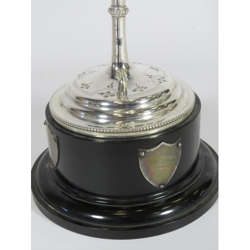 260A - 1869 London sterling silver Henry Holland trophy with lemon gilt interior and 4 shields on the base.... 