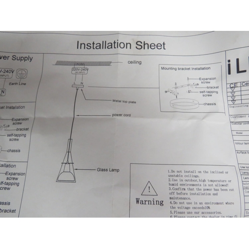 1544 - Modern and Stylish Metal and Glass Ceiling pendant lamp.   In original box and completely as new.   ... 