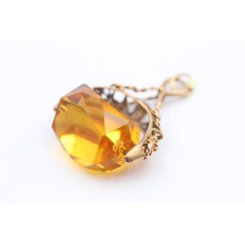142 - 9ct Gold Vintage Citrine Spinner Fob Seal (6.4g)     794651