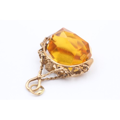 142 - 9ct Gold Vintage Citrine Spinner Fob Seal (6.4g)     794651