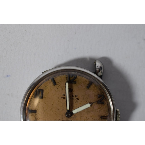 171 - 1930's/40's era Rolex Precision with Deco numerals,  subidiary dial. Gold tone face.  Stainless Stee... 