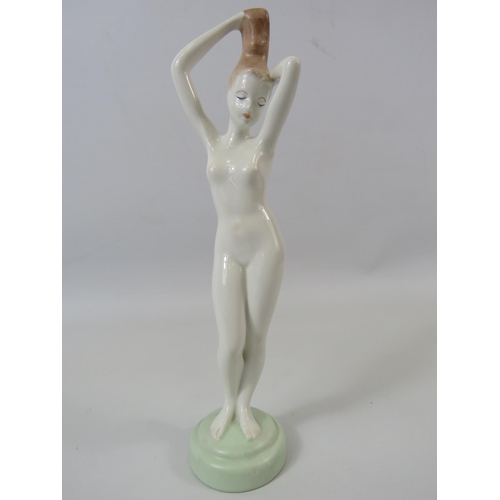 22 - Art Deco figurine of a naked lady by A Quincum Budapest , approx 9