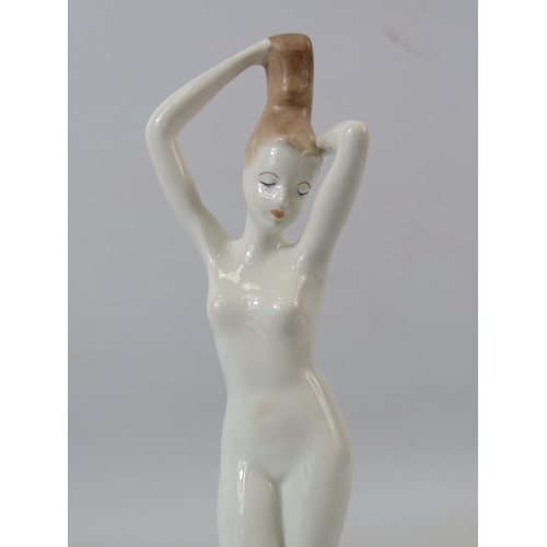 22 - Art Deco figurine of a naked lady by A Quincum Budapest , approx 9