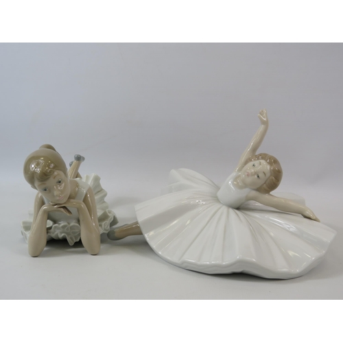 24 - 2 Nao Lladro figurines of Ballet dancers the tallest measures approx 5.5