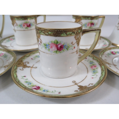 41 - Noritake Part coffee set hand painted and gilt design.