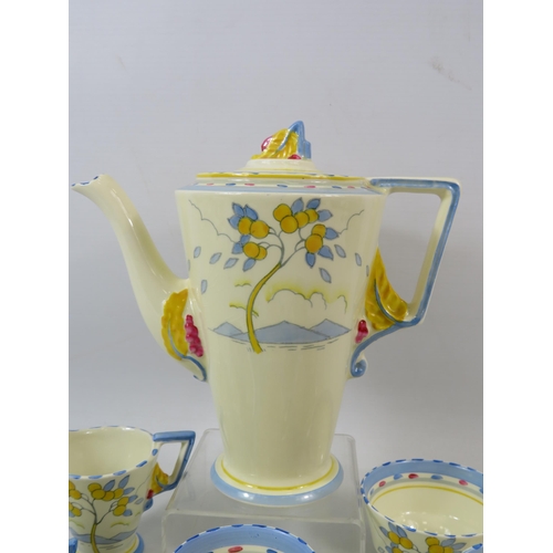 42 - Art Deco Burleigh ware Zenith coffee set in the Lemon tree design. 15 pieces in total.