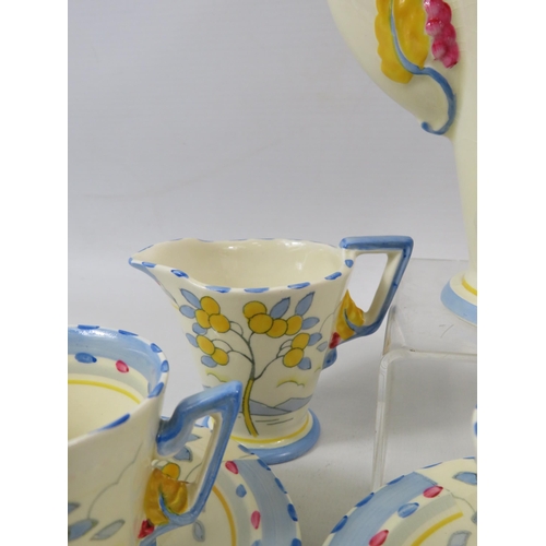 42 - Art Deco Burleigh ware Zenith coffee set in the Lemon tree design. 15 pieces in total.