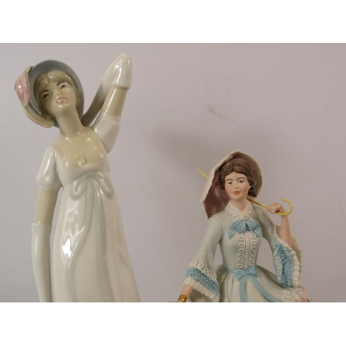 47 - Wedgwood Royal flower show limited edition figurine plus a lladro style figurine. The tallest been 1... 