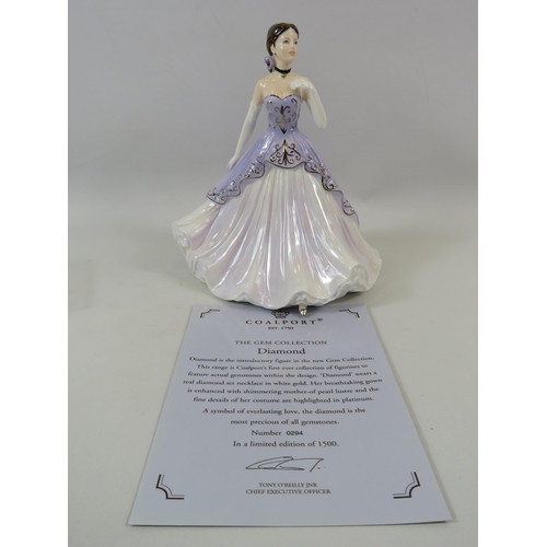 48 - Coalport figurine The Gem collection Diamond Limited edition No 294/1500. Approx 9