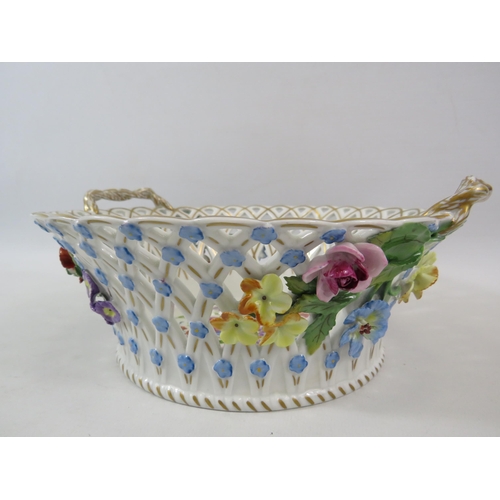 50 - Carl Thieme Dresden porcelain bowl with applied handpainted flowers. Approx 4