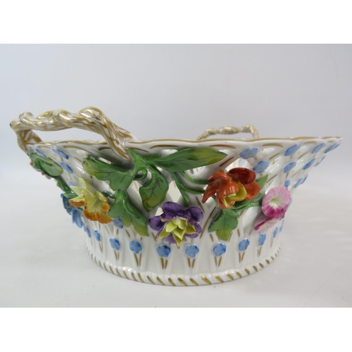 50 - Carl Thieme Dresden porcelain bowl with applied handpainted flowers. Approx 4