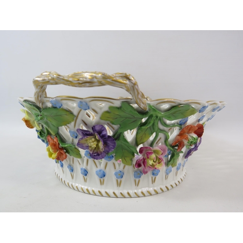 50 - Carl Thieme Dresden porcelain bowl with applied handpainted flowers. Approx 4